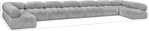 Darcy 204" Grey Boucle Fabric Upholstered Sectional, 9-Piece