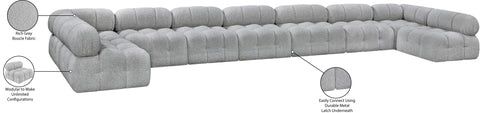 Darcy 204" Grey Boucle Fabric Upholstered Sectional, 9-Piece