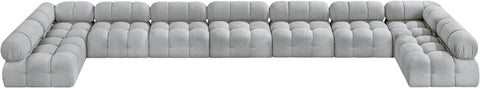 Darcy 204" Grey Boucle Fabric Upholstered Sectional, 9-Piece