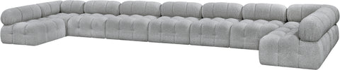 Darcy 204" Grey Boucle Fabric Upholstered Sectional, 9-Piece