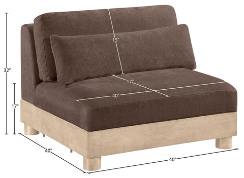 Kira Brown Chenille Fabric Upholstered Modular Armless Chair, 1 Piece