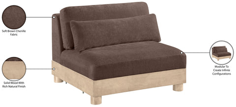 Kira Brown Chenille Fabric Upholstered Modular Armless Chair, 1 Piece