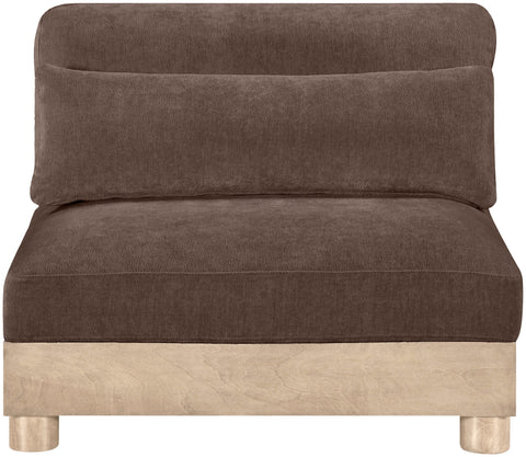 Kira Brown Chenille Fabric Upholstered Modular Armless Chair, 1 Piece