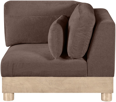 Kira Brown Chenille Fabric Upholstered Modular Corner Chair, 1 Piece
