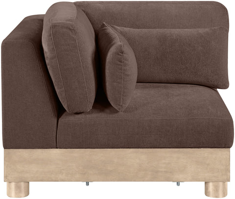 Kira Brown Chenille Fabric Upholstered Modular Corner Chair, 1 Piece