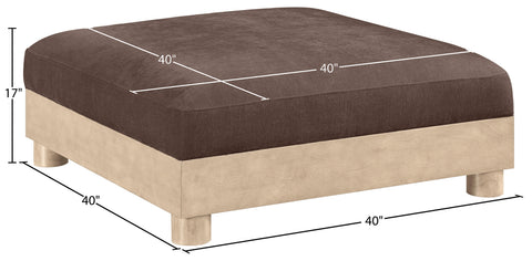Kira Brown Chenille Fabric Upholstered Modular Ottoman, 1 Piece