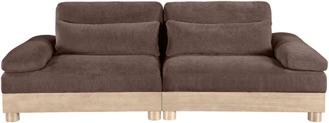 Kira 95.5" Brown Chenille Fabric Upholstered Modular Sofa, 2-Piece