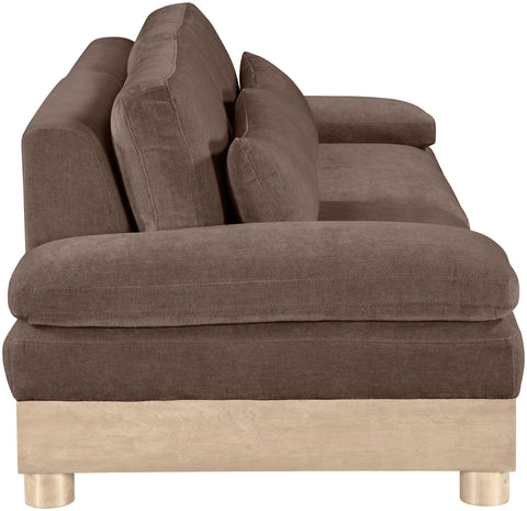 Kira 95.5" Brown Chenille Fabric Upholstered Modular Sofa, 2-Piece