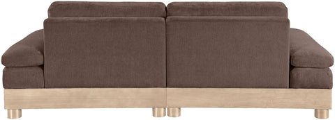 Kira 95.5" Brown Chenille Fabric Upholstered Modular Sofa, 2-Piece