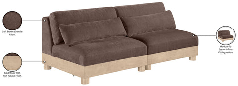 Kira 80" Brown Chenille Fabric Upholstered Modular Sofa, 2-Piece