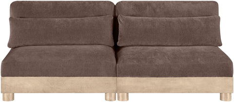 Kira 80" Brown Chenille Fabric Upholstered Modular Sofa, 2-Piece