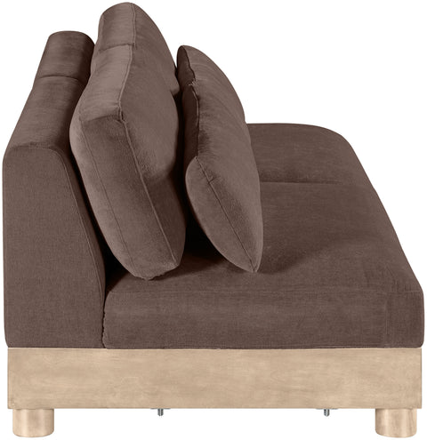Kira 80" Brown Chenille Fabric Upholstered Modular Sofa, 2-Piece