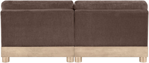 Kira 80" Brown Chenille Fabric Upholstered Modular Sofa, 2-Piece