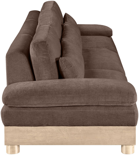 Kira 135.5" Brown Chenille Fabric Upholstered Modular Sofa, 3-Piece