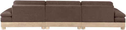 Kira 135.5" Brown Chenille Fabric Upholstered Modular Sofa, 3-Piece
