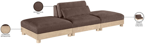 Kira 120" Brown Chenille Fabric Upholstered Modular Sofa, 3-Piece (Style 2)