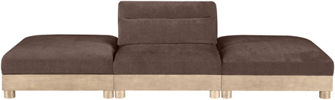 Kira 120" Brown Chenille Fabric Upholstered Modular Sofa, 3-Piece (Style 2)
