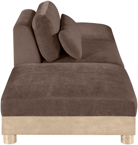 Kira 120" Brown Chenille Fabric Upholstered Modular Sofa, 3-Piece (Style 2)