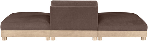 Kira 120" Brown Chenille Fabric Upholstered Modular Sofa, 3-Piece (Style 2)