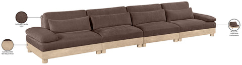 Kira 175.5" Brown Chenille Fabric Upholstered Modular Sofa, 4-Piece
