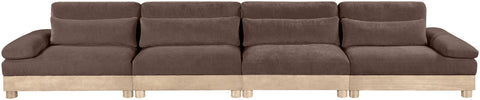 Kira 175.5" Brown Chenille Fabric Upholstered Modular Sofa, 4-Piece