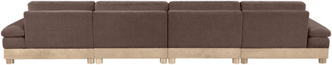 Kira 175.5" Brown Chenille Fabric Upholstered Modular Sofa, 4-Piece