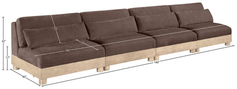 Kira 160" Brown Chenille Fabric Upholstered Modular Sofa, 4-Piece