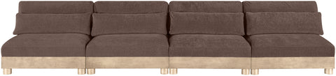 Kira 160" Brown Chenille Fabric Upholstered Modular Sofa, 4-Piece