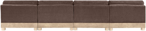 Kira 160" Brown Chenille Fabric Upholstered Modular Sofa, 4-Piece