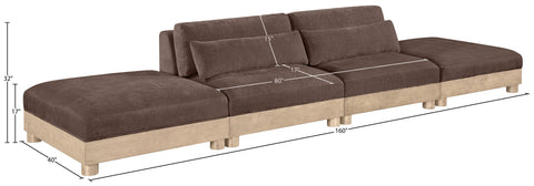 Kira 160" Brown Chenille Fabric Upholstered Modular Sofa, 4-Piece (Style 2)