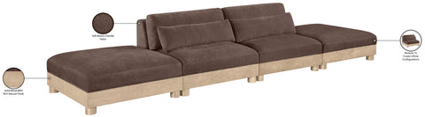 Kira 160" Brown Chenille Fabric Upholstered Modular Sofa, 4-Piece (Style 2)