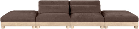 Kira 160" Brown Chenille Fabric Upholstered Modular Sofa, 4-Piece (Style 2)