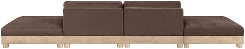 Kira 160" Brown Chenille Fabric Upholstered Modular Sofa, 4-Piece (Style 2)