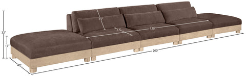 Kira 200" Brown Chenille Fabric Upholstered Modular Sofa, 5-Piece