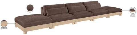 Kira 200" Brown Chenille Fabric Upholstered Modular Sofa, 5-Piece