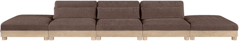 Kira 200" Brown Chenille Fabric Upholstered Modular Sofa, 5-Piece