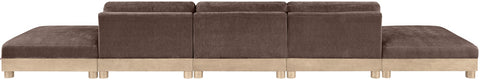 Kira 200" Brown Chenille Fabric Upholstered Modular Sofa, 5-Piece