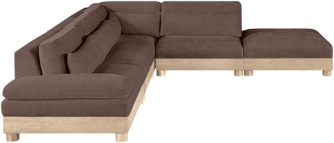 Kira 120" Brown Chenille Fabric Upholstered Modular Sectional, 5-Piece