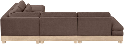 Kira 120" Brown Chenille Fabric Upholstered Modular Sectional, 5-Piece