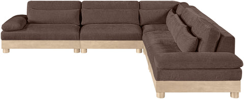 Kira 127.75" Brown Chenille Fabric Upholstered Modular Sectional, 5-Piece