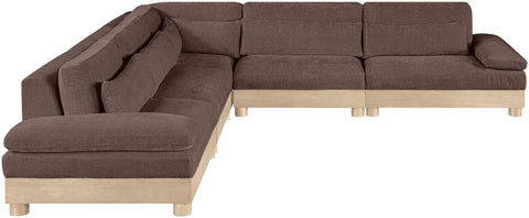 Kira 127.75" Brown Chenille Fabric Upholstered Modular Sectional, 5-Piece