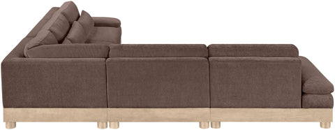 Kira 127.75" Brown Chenille Fabric Upholstered Modular Sectional, 5-Piece