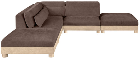 Kira 120" Brown Chenille Fabric Upholstered Modular Sectional, 5-Piece (Style 2)