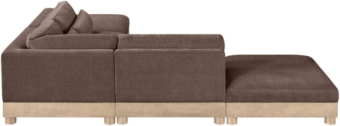 Kira 120" Brown Chenille Fabric Upholstered Modular Sectional, 5-Piece (Style 2)