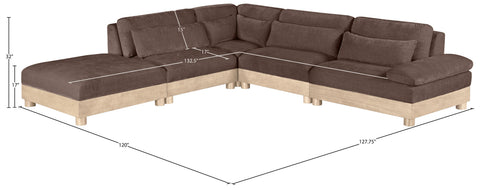 Kira 127.75" Brown Chenille Fabric Upholstered Modular Sectional, 5-Piece (Style 2)
