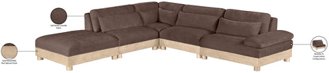 Kira 127.75" Brown Chenille Fabric Upholstered Modular Sectional, 5-Piece (Style 2)