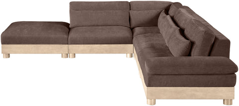 Kira 127.75" Brown Chenille Fabric Upholstered Modular Sectional, 5-Piece (Style 2)