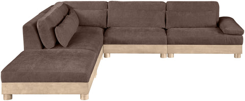 Kira 127.75" Brown Chenille Fabric Upholstered Modular Sectional, 5-Piece (Style 2)