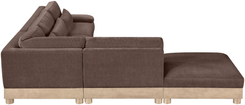Kira 127.75" Brown Chenille Fabric Upholstered Modular Sectional, 5-Piece (Style 2)