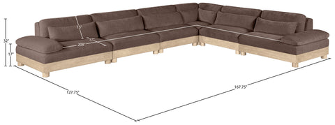 Kira 167.75" Brown Chenille Fabric Upholstered Modular Sectional, 6-Piece